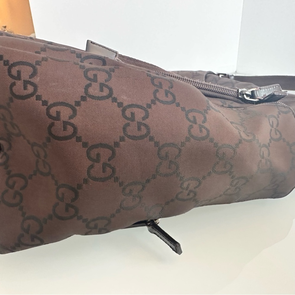 Gucci GG Monogram Nylon Brown Bag - Picture 6 of 11